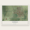Newman, Illinois map print, the full design