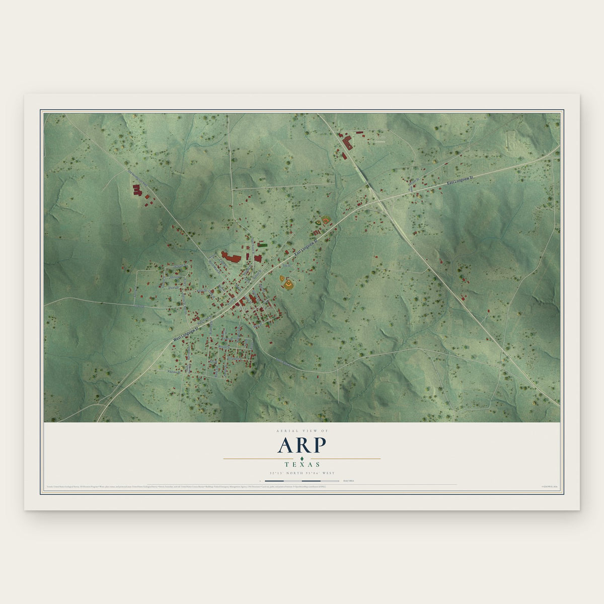 Arp, Texas map print, the full design