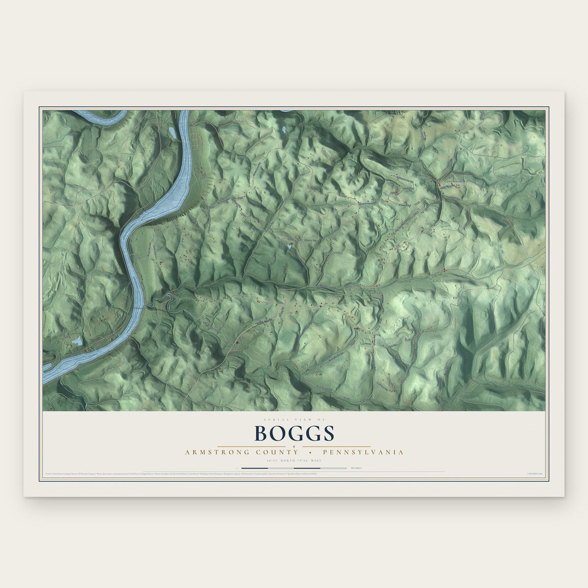 Boggs, Armstrong County, Pennsylvania map print, the full design