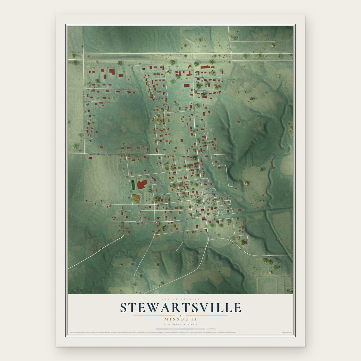 Stewartsville, Missouri map print, the full design