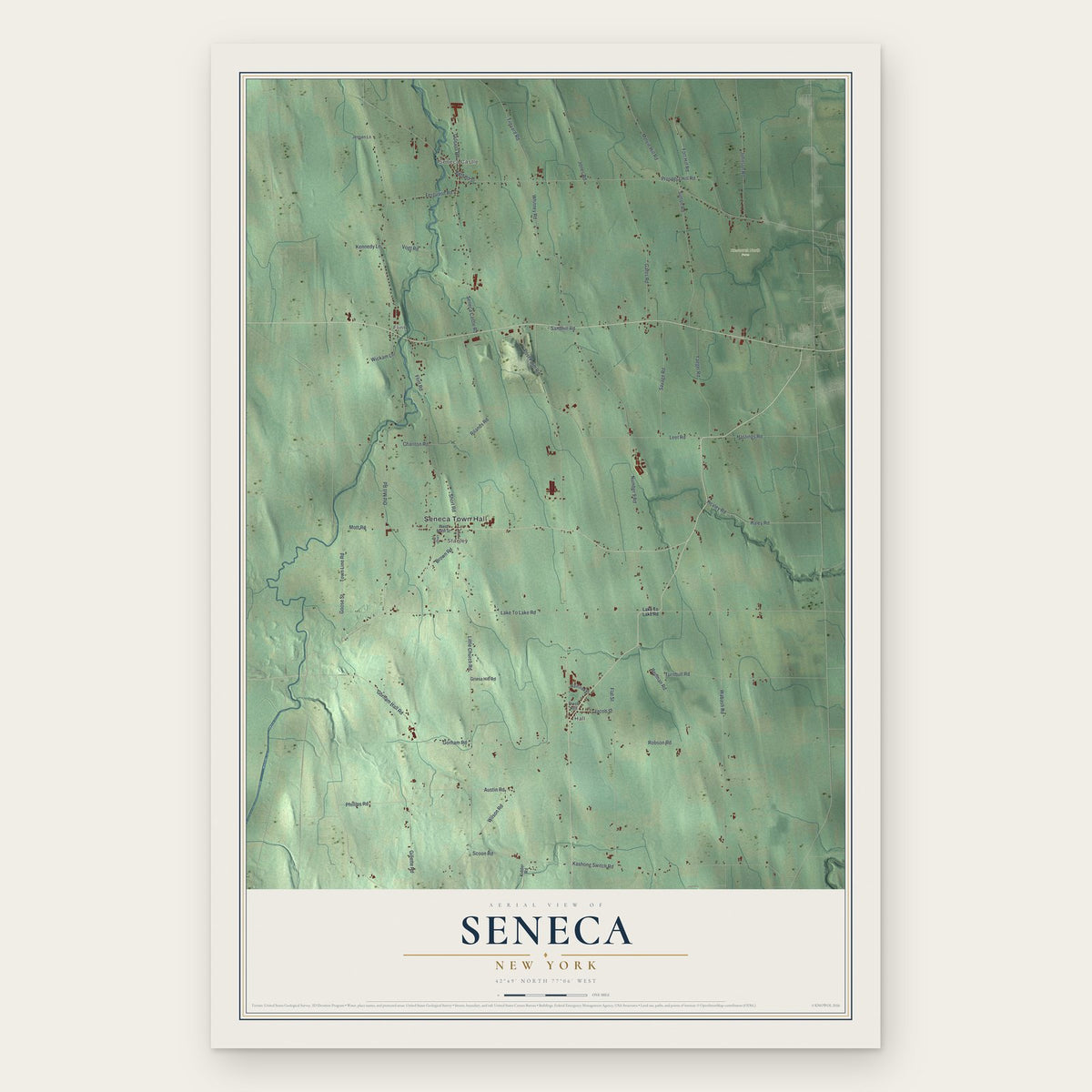 Seneca, New York map print, the full design
