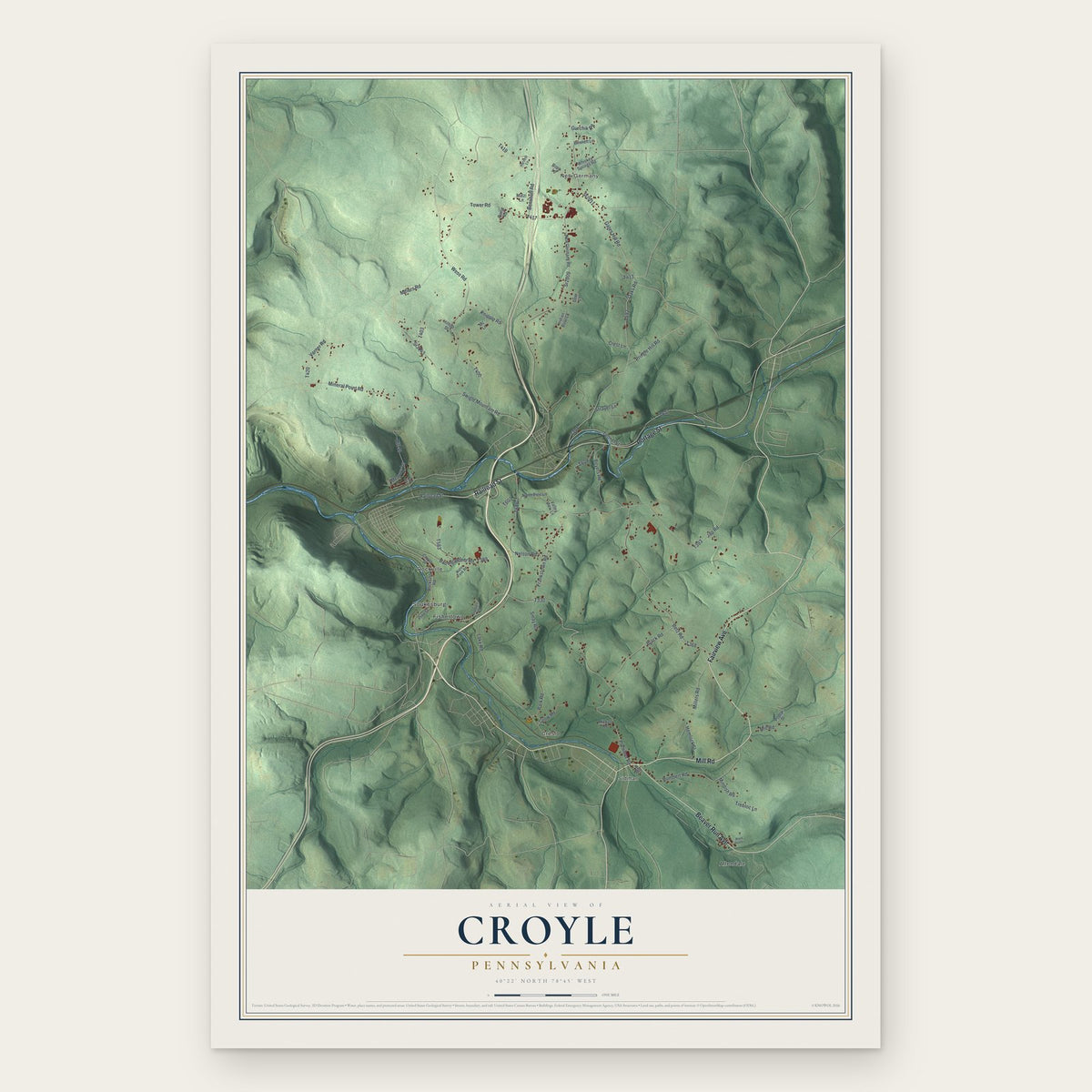 Croyle, Pennsylvania map print, the full design