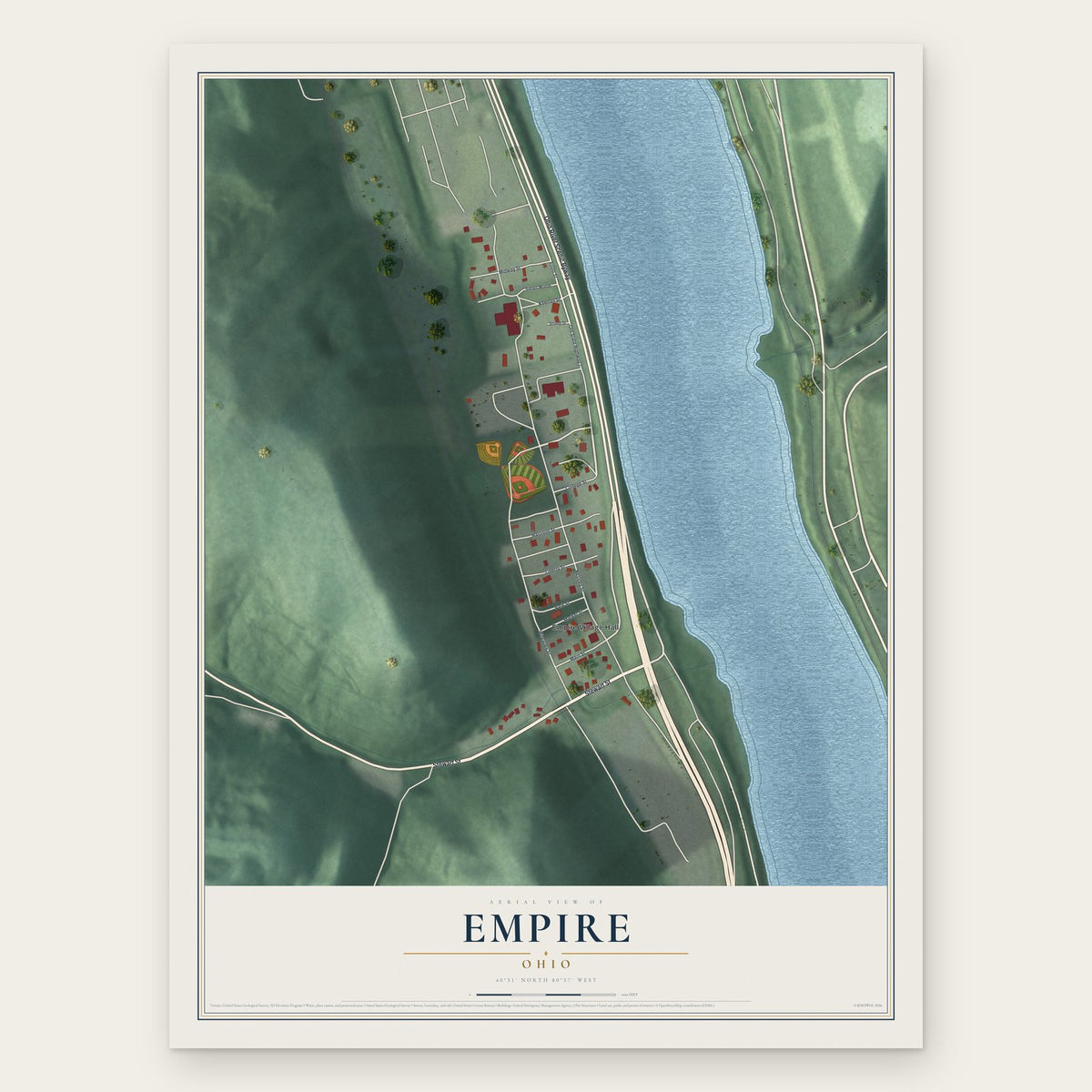 Empire, Ohio map print, the full design