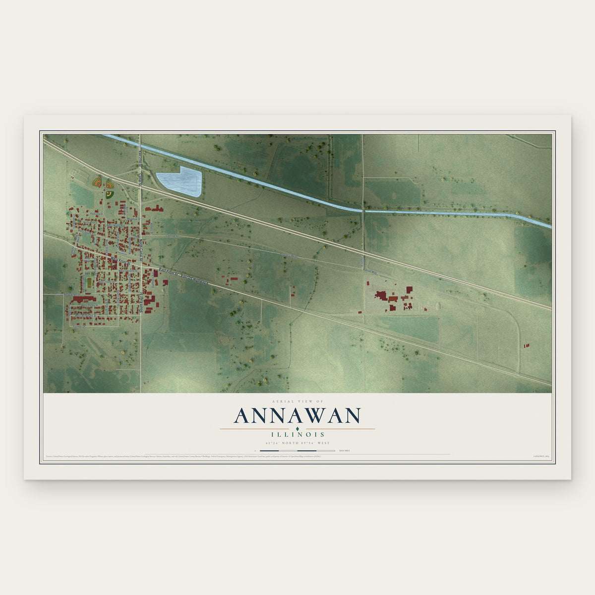 Annawan, Illinois map print, the full design