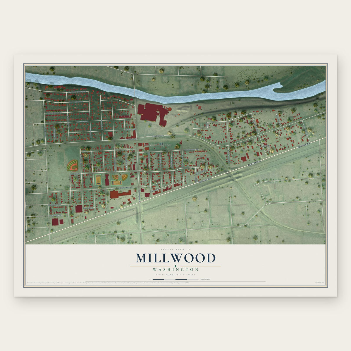 Millwood, Washington map print, the full design