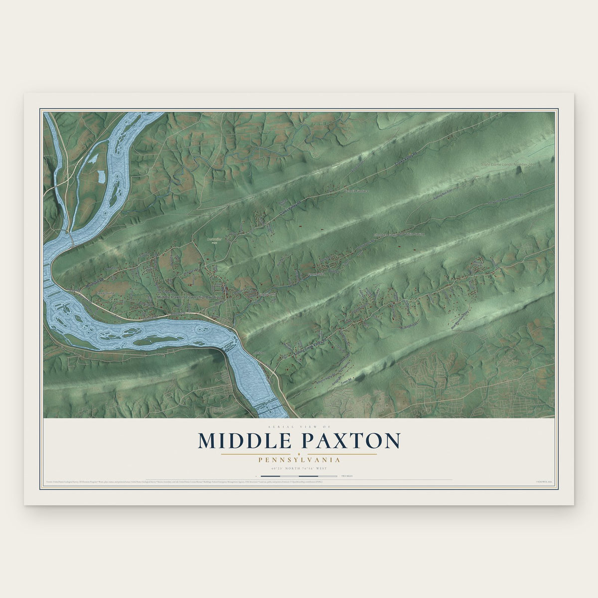 Middle Paxton, Pennsylvania map print, the full design
