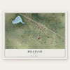 Bellevue, Texas map print, the full design