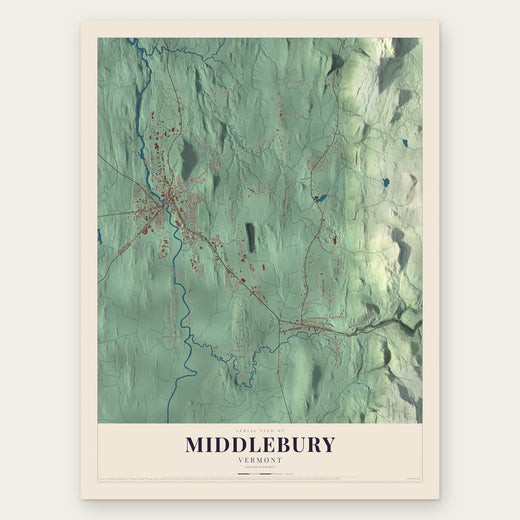 Middlebury, Vermont map print, the full design