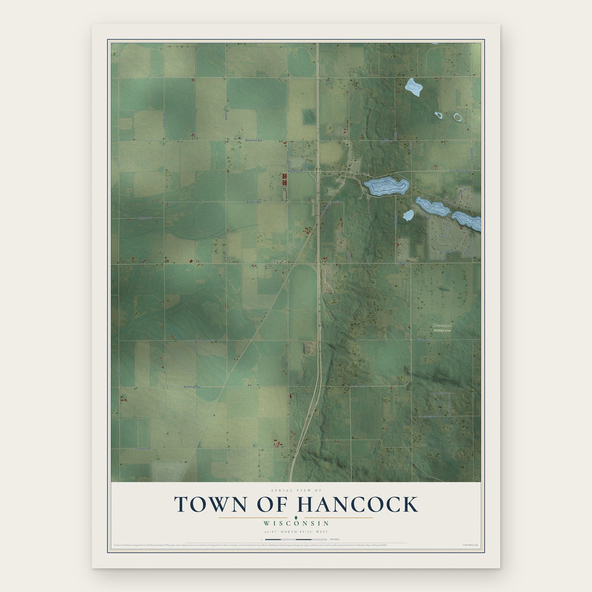 Town of Hancock, Wisconsin map print, the full design