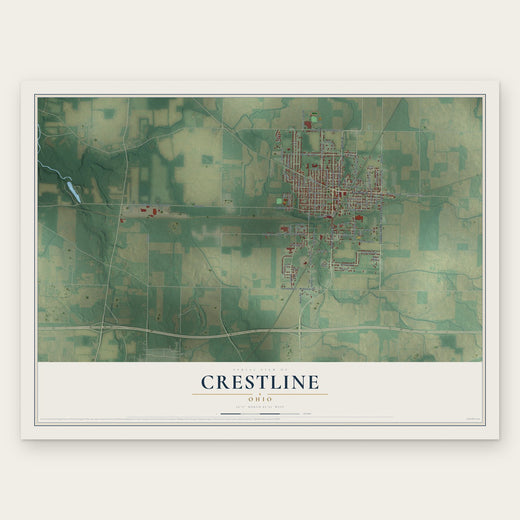 Crestline, Ohio map print, the full design
