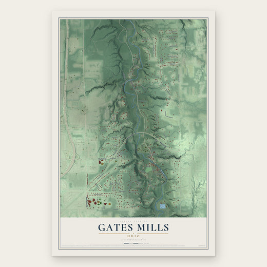 Gates Mills, Ohio map print, the full design