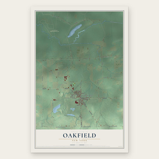 Oakfield, New York map print, the full design