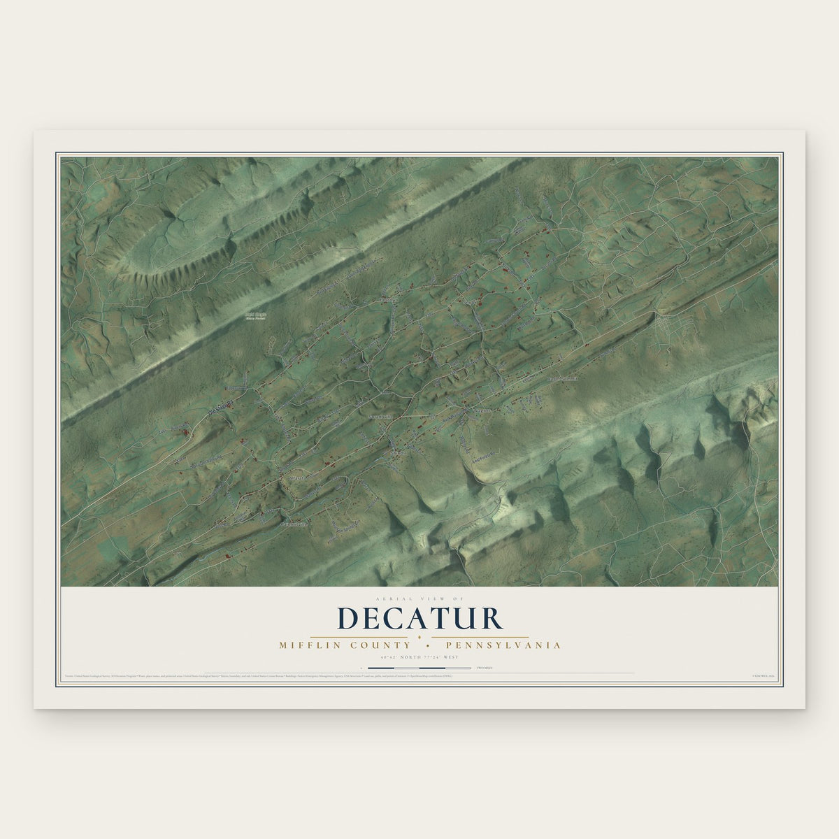Decatur, Mifflin County, Pennsylvania map print, the full design