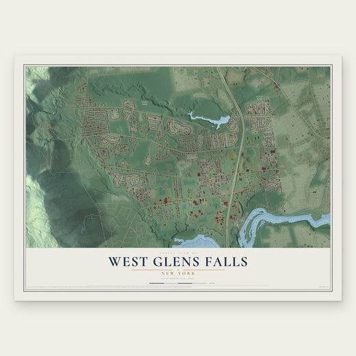 West Glens Falls, New York map print, the full design