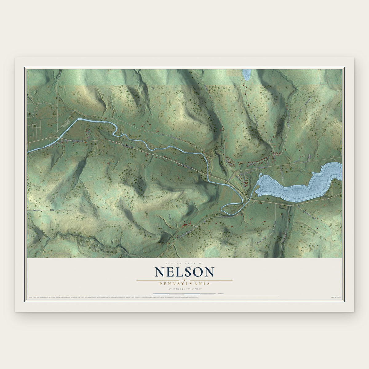 Nelson, Pennsylvania map print, the full design