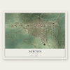 Newton, Illinois map print, the full design