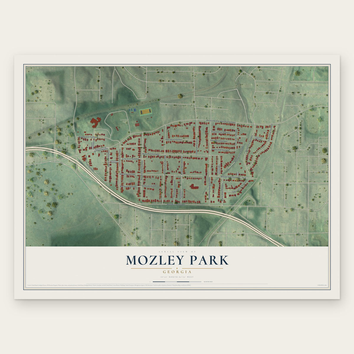 Mozley Park, Georgia map print, the full design