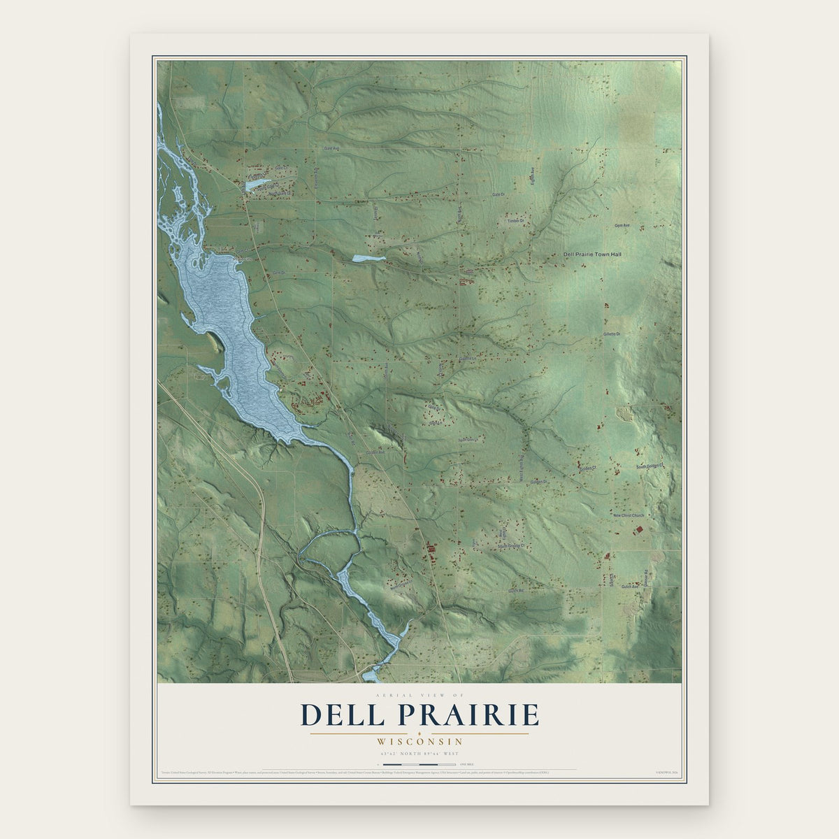 Dell Prairie, Wisconsin map print, the full design
