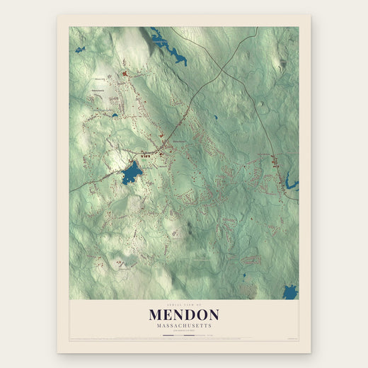 Mendon, Massachusetts map print, the full design