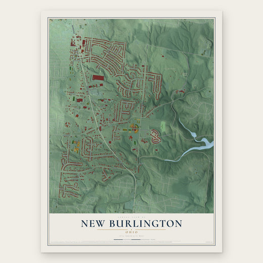 New Burlington, Ohio map print, the full design