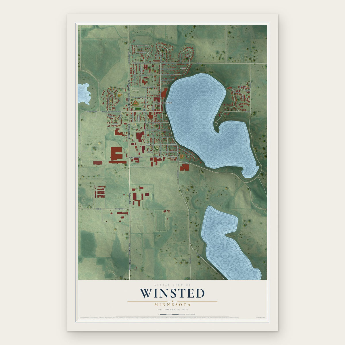 Winsted, Minnesota map print, the full design