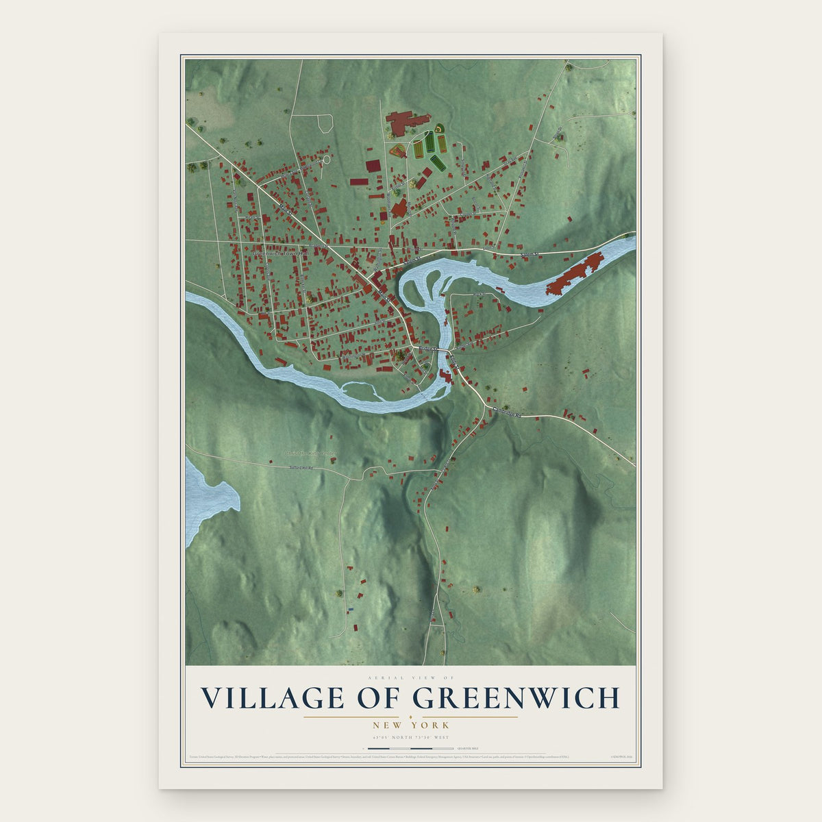 Village of Greenwich, New York map print, the full design
