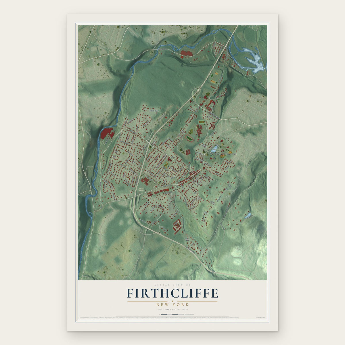 Firthcliffe, New York map print, the full design