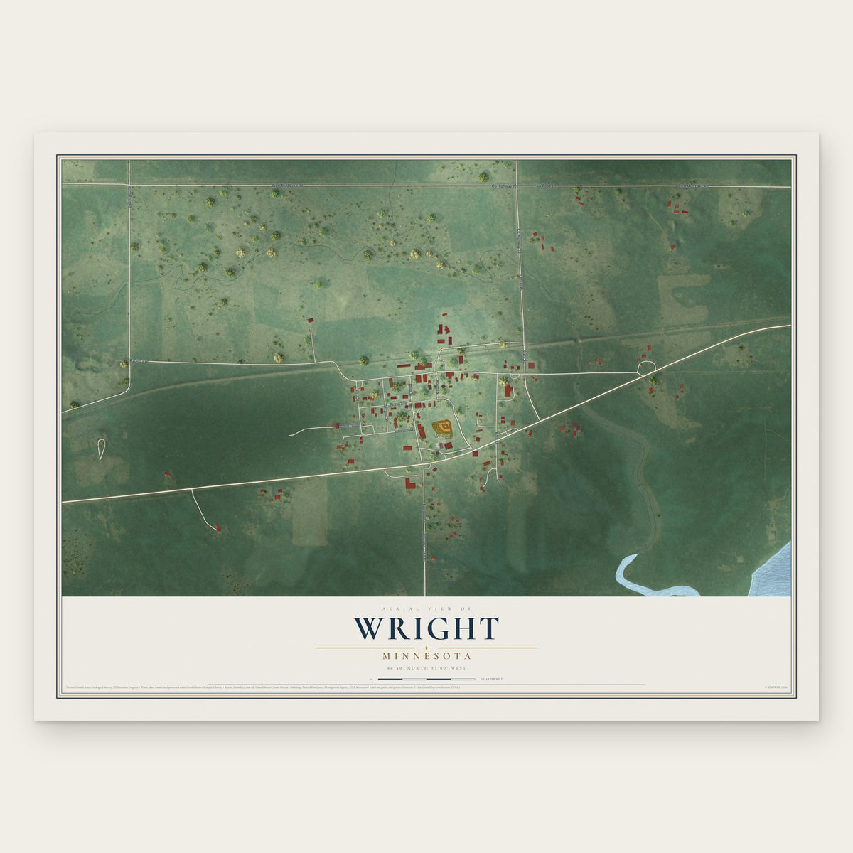 Wright, Minnesota map print, the full design