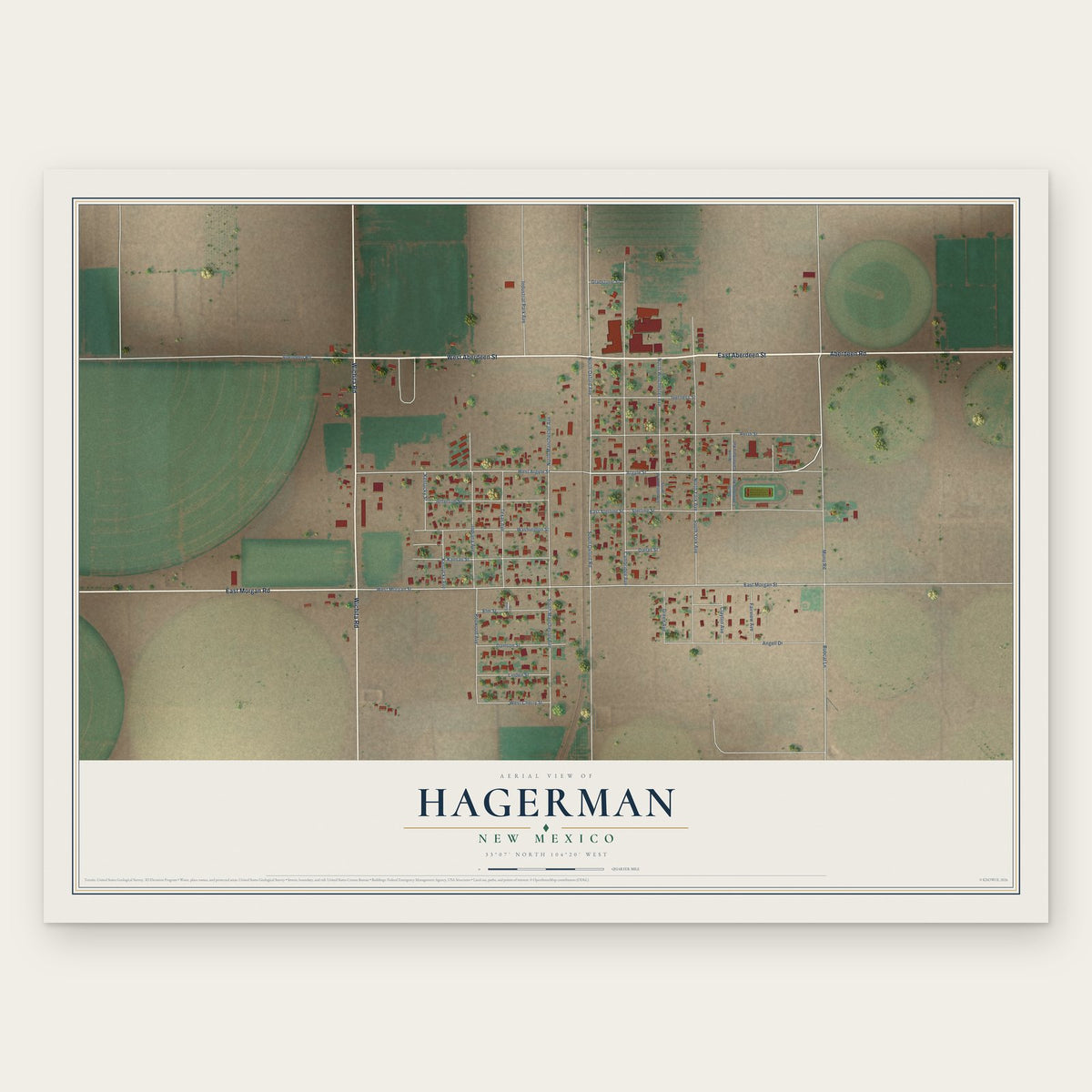Hagerman, New Mexico map print, the full design