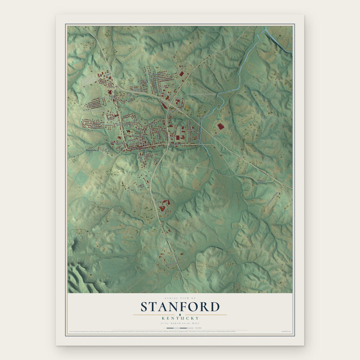 Stanford, Kentucky map print, the full design