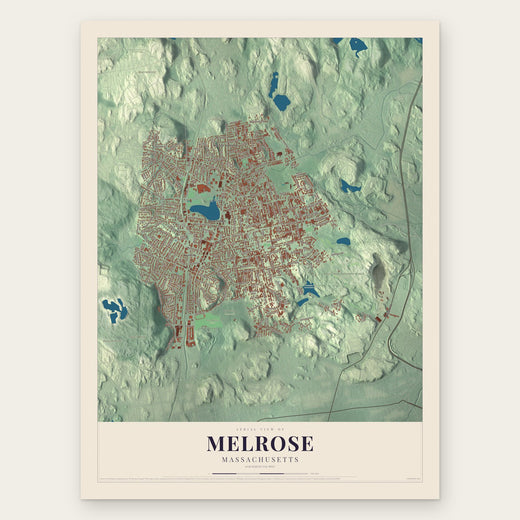 Melrose, Massachusetts map print, the full design