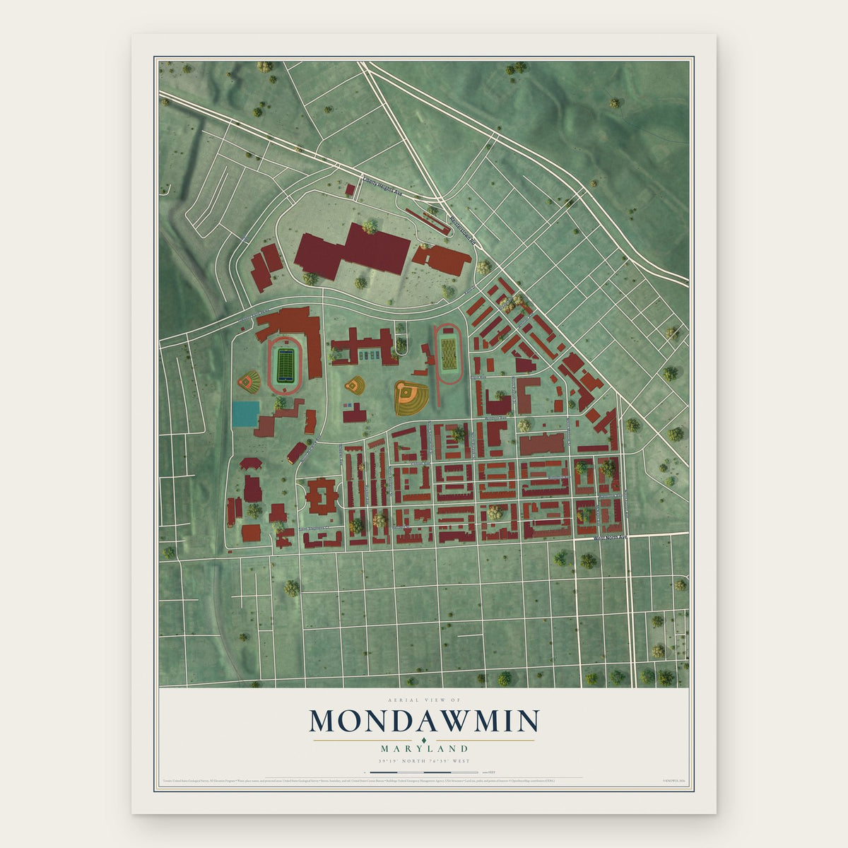 Mondawmin, Maryland map print, the full design
