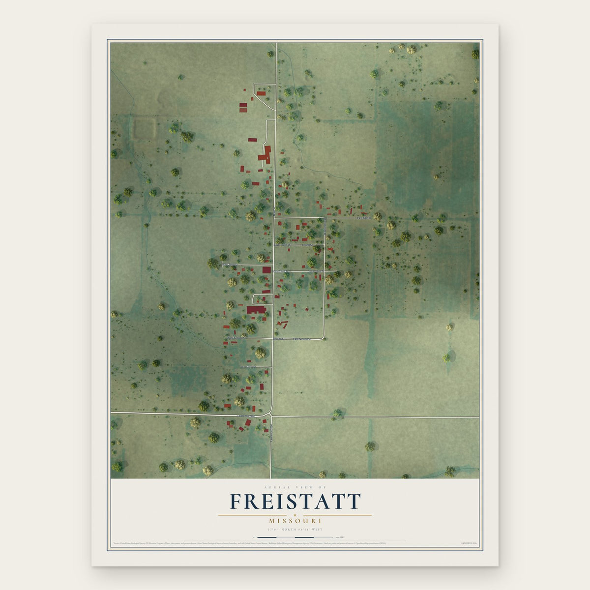 Freistatt, Missouri map print, the full design