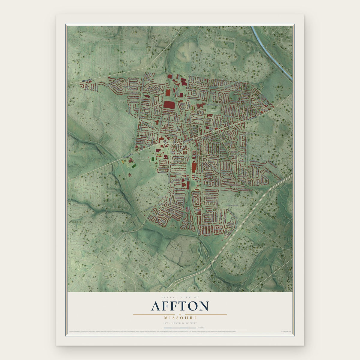 Affton, Missouri map print, the full design