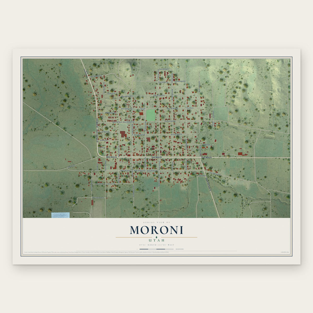 Moroni, Utah map print, the full design