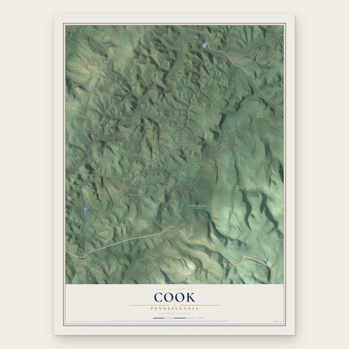 Cook, Pennsylvania map print, the full design