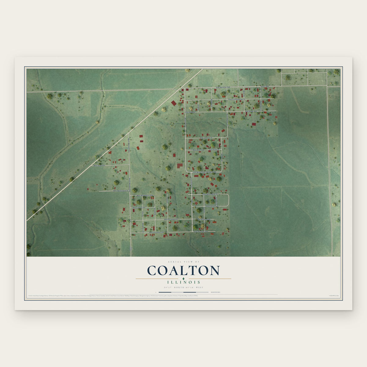 Coalton, Illinois map print, the full design