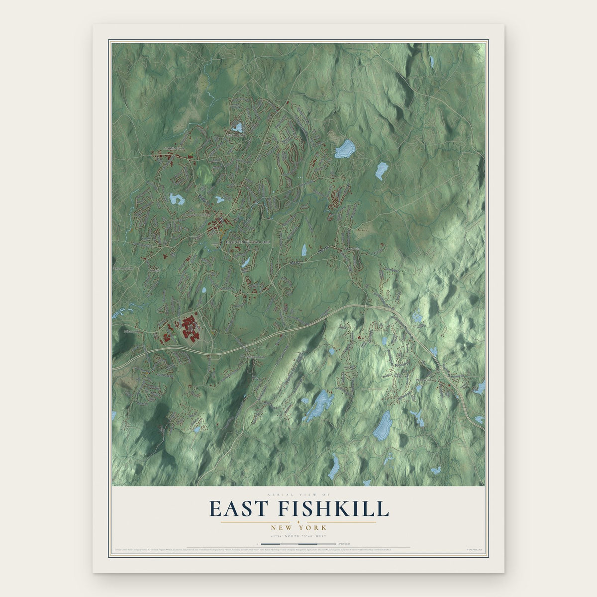 East Fishkill, New York map print, the full design