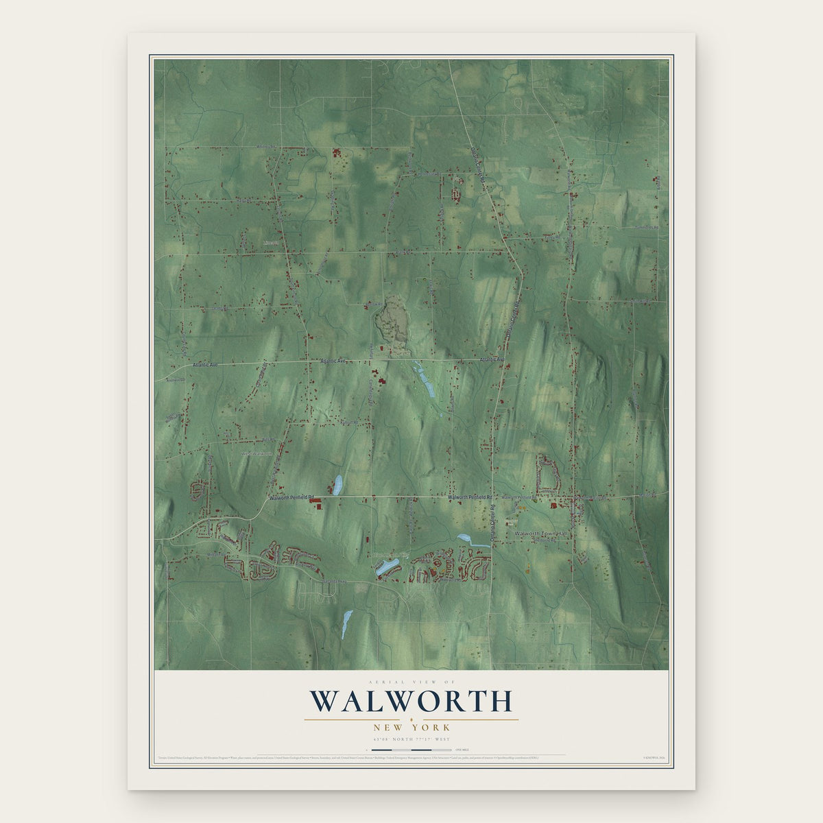 Walworth, New York map print, the full design