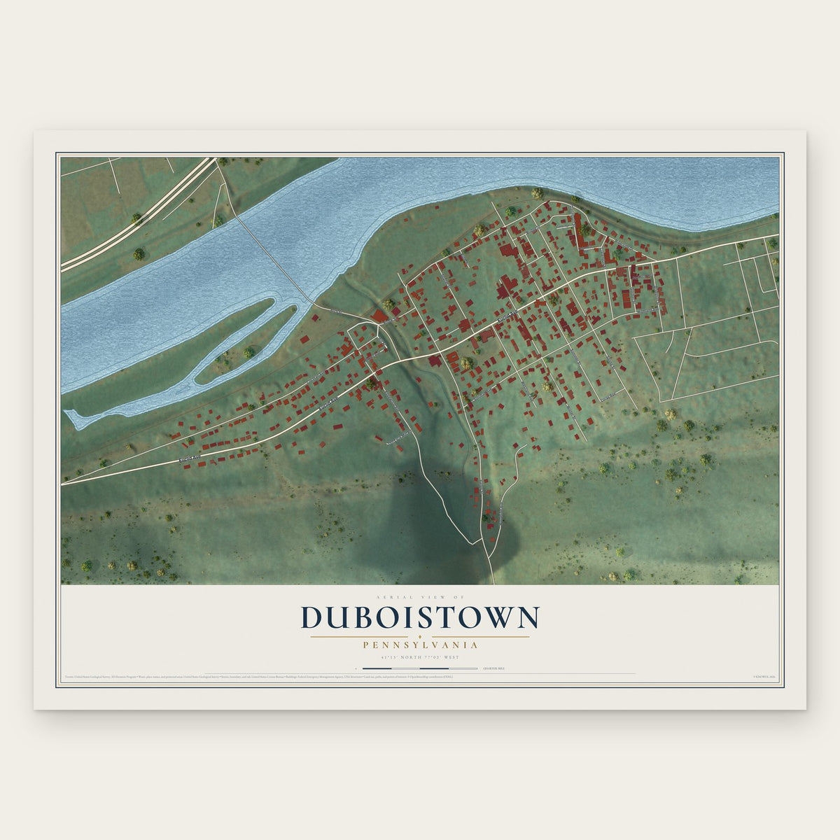 Duboistown, Pennsylvania map print, the full design