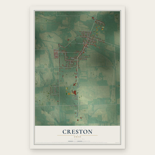 Creston, Ohio map print, the full design