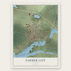 Farmer City, Illinois map print, the full design