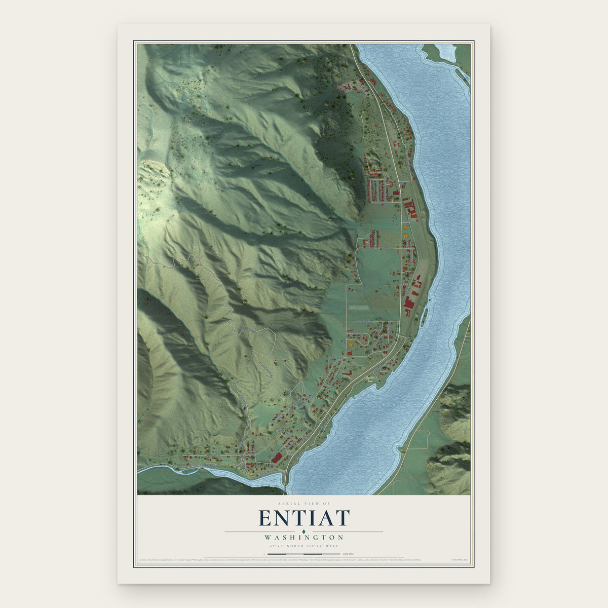 Entiat, Washington map print, the full design