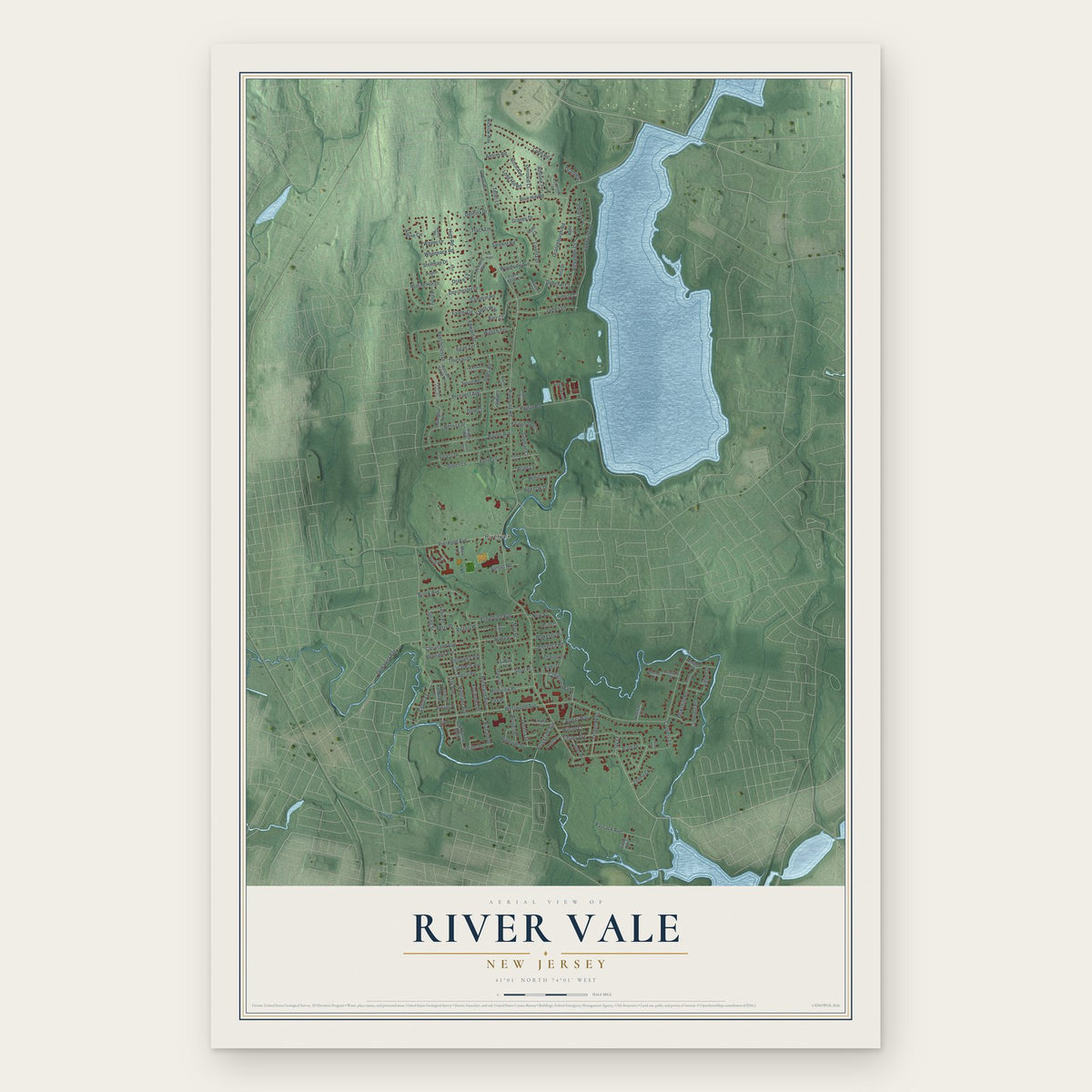 River Vale, New Jersey map print, the full design