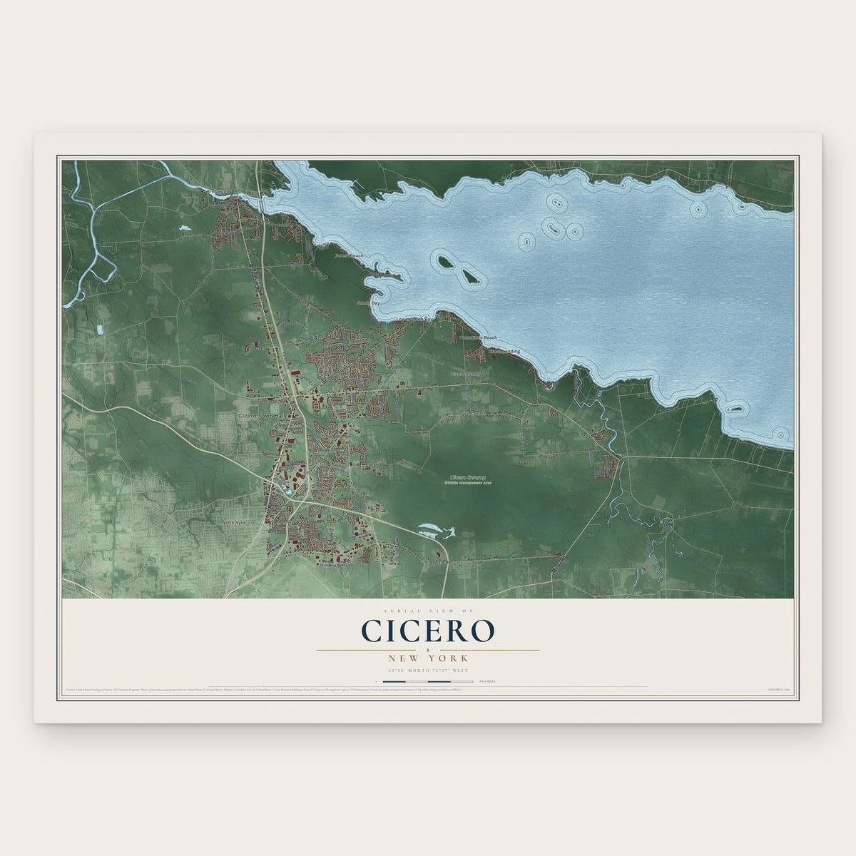 Cicero, New York map print, the full design