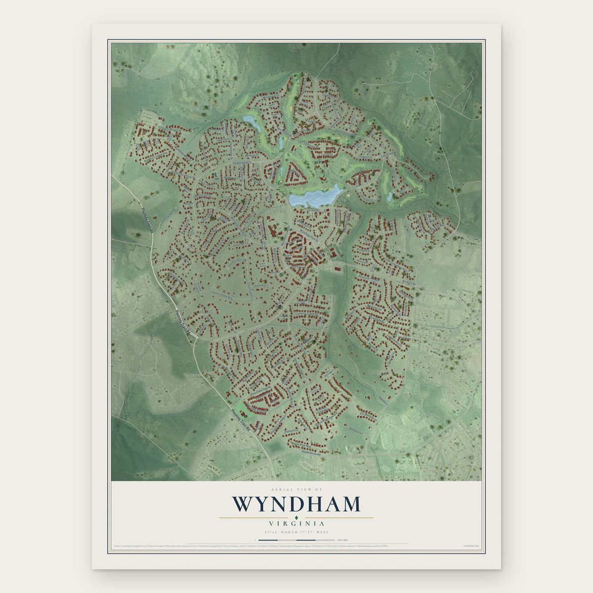Wyndham, Virginia map print, the full design