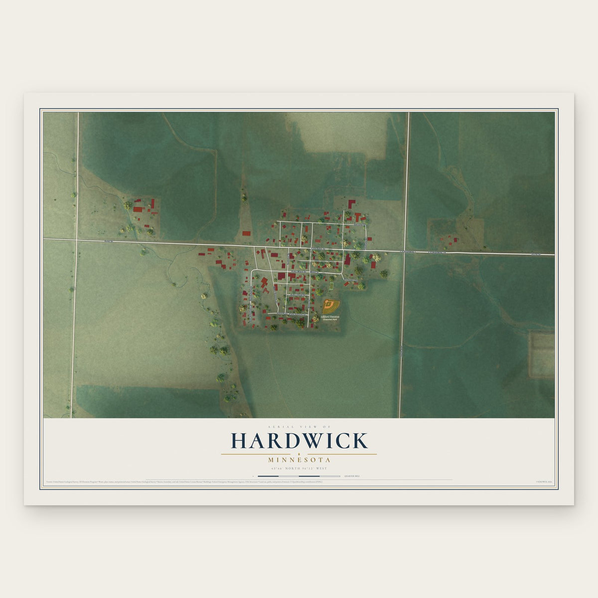 Hardwick, Minnesota map print, the full design