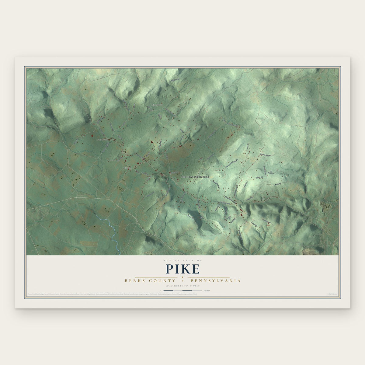 Pike, Berks County, Pennsylvania map print, the full design