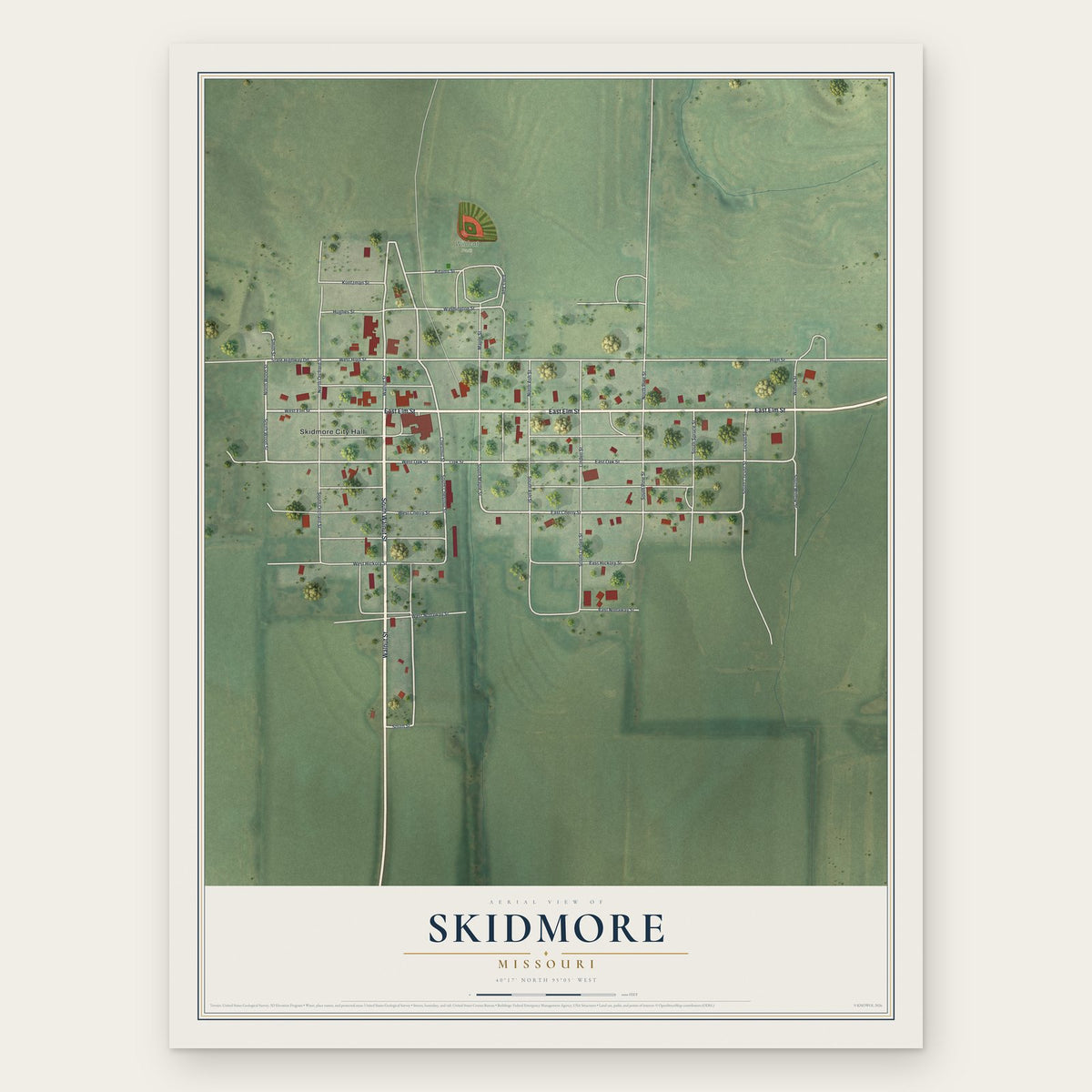 Skidmore, Missouri map print, the full design