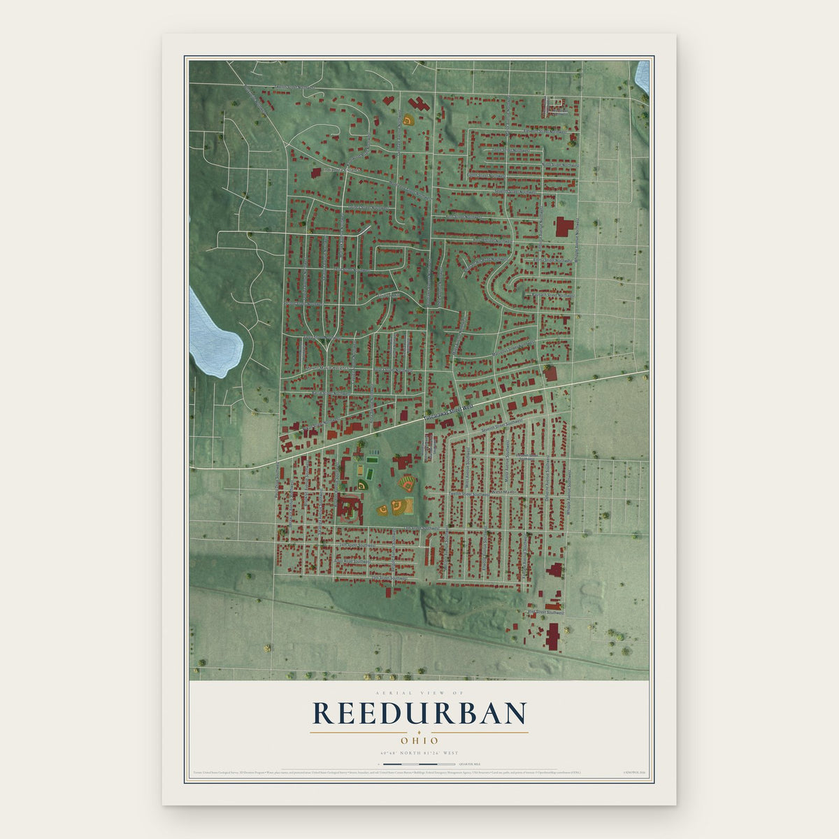 Reedurban, Ohio map print, the full design